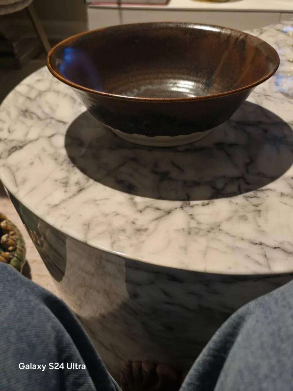 Vintage Handmade Studio Pottery Bowl with Tenmoku-style Glaze.